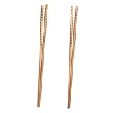 GALPADA 2Pares Palillos Largos de Madera para Freír y Olla Caliente Diseño Antideslizante para Cocinar sin Quemaduras