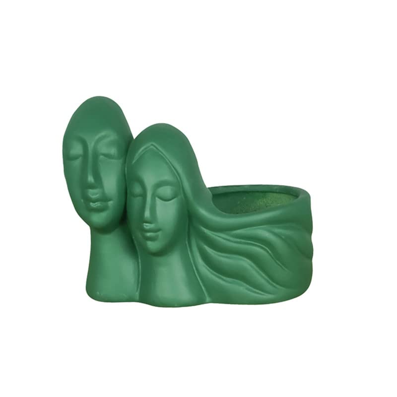 Image of Lasaki Couple deep Jungle Ceramic Pots for Indoor Plants, Planters, Flower, gamla, Outdoor, Balcony, Home, Garden, Office Decor, Succulent Pot(L - 16 X W - 10 X H - 14.5 cm)(Plants not Included)