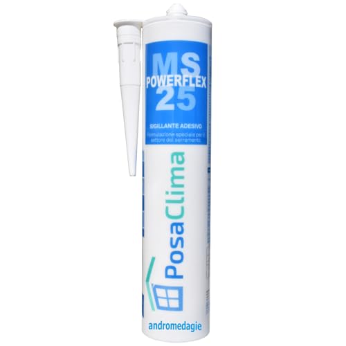 MS POWERFLEX 25 BIANCO 290ML Silicone Sigillante Basso Modulo Neutro per Edilizia, Elastico, Inodore, Senza Solventi, Interni/Esterni, Lattoneria, Facciate, Vetrate