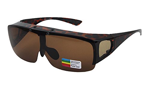 Bestum Driving Glasses Wraparounds Polarized Fitover Sunglasses (Leopard, Brown)