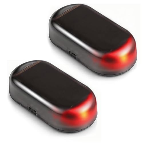 Car Solar Power Simulated Dummy Alarm, 2Pack Warning Anti-Theft LED Flashing Security Light Fake...