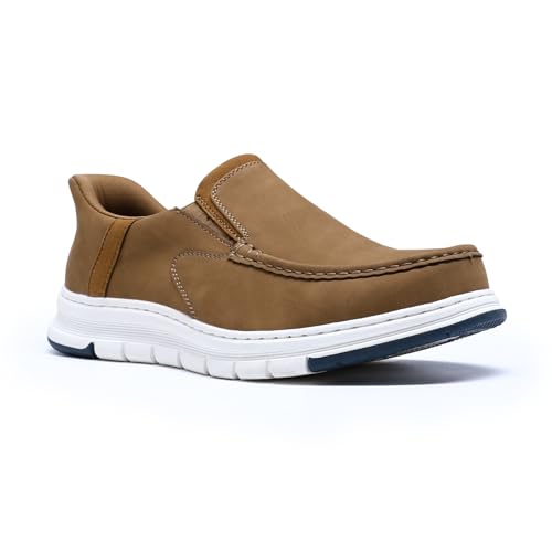 Allthemen Hombre Zapatos Cuero Casual Slip On Mocasines Puntera Redonda Loafer Retro Transpirable Trabajo Diario, Marrón, 40 Allthemen Hombre Zapatos Cuero Casual Slip On Mocasines Puntera Redonda Loafer Retro Transpirable Trabajo Diario, Marrón, 40
