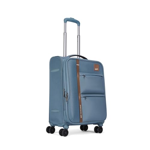 Image of VIP Grande 8 Wheel Cabin (Small Size) Soft Case Trolley Bag | TSA Lock | Expandable Polyester Luggage | 3 Year International Warranty | Anti-Theft Zipper | 58 CM Suitcase for Travel | Smoke Blue