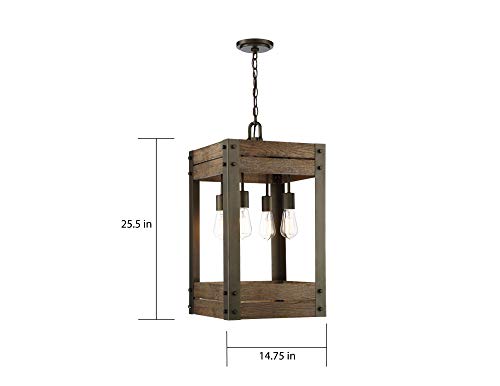 Image of Nuvo 60 /6426 Winchester 4-Light Pendant, Bronze & Aged-Wood Finish