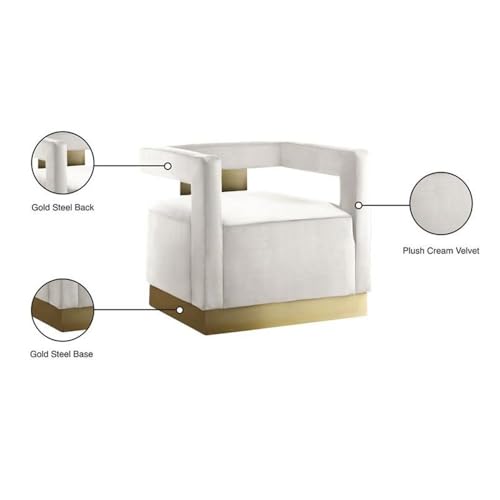 Sillón Terciopelo Cremoso con Acabado Dorado miniatura 6