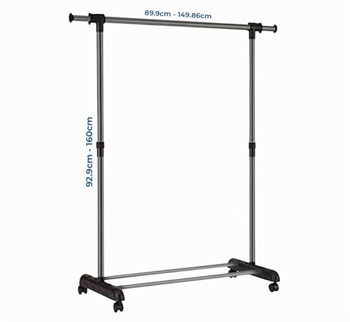 Miniatura 3 de Edihome, Burro Ropa, Perchero Colgador De Ropa, Vestidor, 43x160x150 Cm, Resistente, Metálico Y Portátil Con Ruedas