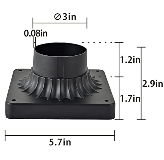 Outdoor Post Light Mounting Base Traditional 5.5 W x 5.5 D x 3.25 H
