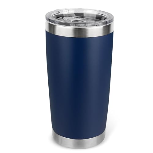 Zynkify 20oz Stainless Steel Tumbler with Lid, Travel Mug - Double Wall Vacuum Powder Coated Cup - Navy Blue, 1 Pack