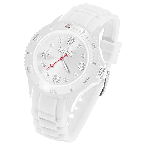 Taffstyle Armbanduhr Silikon Analog Quarz Uhr Farbige Sport Sportuhr Damen Herren Kinder Unisex 39mm Weiß Cover