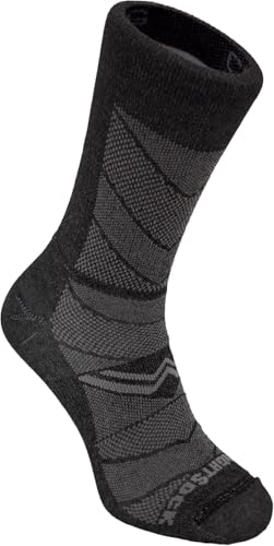 Wrightsock CoolMesh II Crew Chaussettes de course à pied pour homme et femme – Chaussettes écologiques anti-ampoules – Fabriquées aux États-Unis, Noir brillant, Large