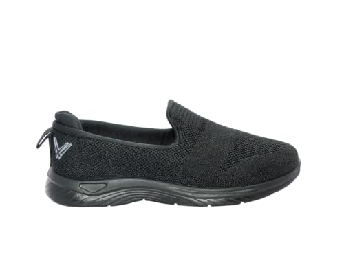Image of WalkLine Women's Slip-On Walking Shoes | Lightweight Knitted Mesh Casual Sneakers | Soft PU Sole Comfortable Loafers | Breathable Running, Gym, Travel Shoes for Women