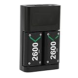 [2 x 2600 mAh de mayor capacidad] Paquete de batería recargable para el controlador Xbox one y puede proporcionar hasta 20 horas de funcionamiento. No tienes que reemplazar la batería desechable durante el juego. 2 baterías de 2600 mAh para Xbox, fácil de usar, una batería para usar, dos baterías para cargar.