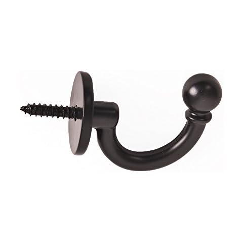 Liberty Hardware Curtain Tie-Back Holding Metal Hook with Ball End Design and Durable Black Finish Cover