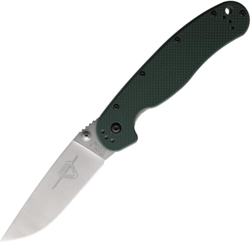 Ontario Knife Company Rat I Folding Pocket Knife, Stonewash S35VN Stainless Steel Drop Point Blade, Forest Green G-10 Handle Liner Lock Knife, Everyday Carry Knife – ON8992