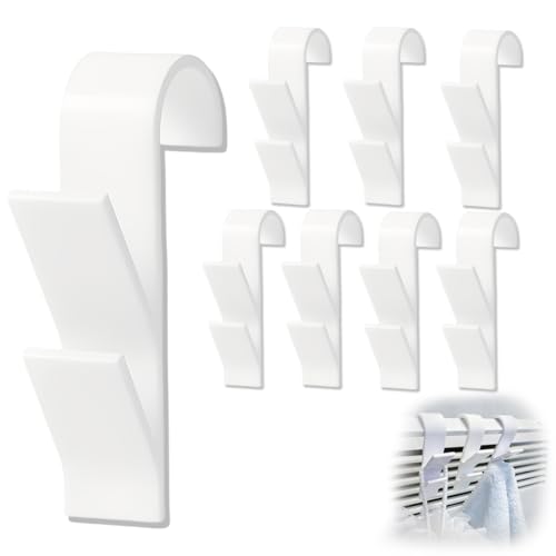 JYNXOR - JYNXOR 8 Stück Haken für Handtuchheizkörper, Stark Heizkörperhaken Weiß, Haken für Handtuchwärmer, Haken Heizkörper Handtuchhalter Handtuchhaken, Heizkörperhaken, Bademantel Haken für Heizkörper