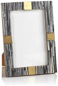 Zodax Palermo Ribbed Bone Photo Frame with Brass Trim (Gray - 4x6)