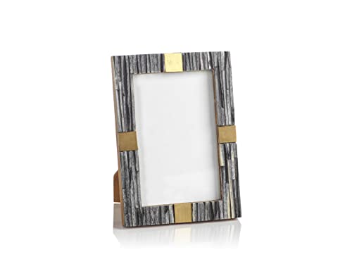 Zodax Palermo Ribbed Bone Photo Frame With Brass Trim (Gray - 4X6) #TOP20