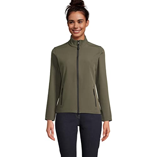WIBELL Veste/Softshell femme hiver - Blouson/Jacket coupe vent polaire pour femme - Vêtement/Manteau avec manches longues, veste imperméable femme mi saison (as4, alpha, xx_l, regular, regular, Kaki) Cover