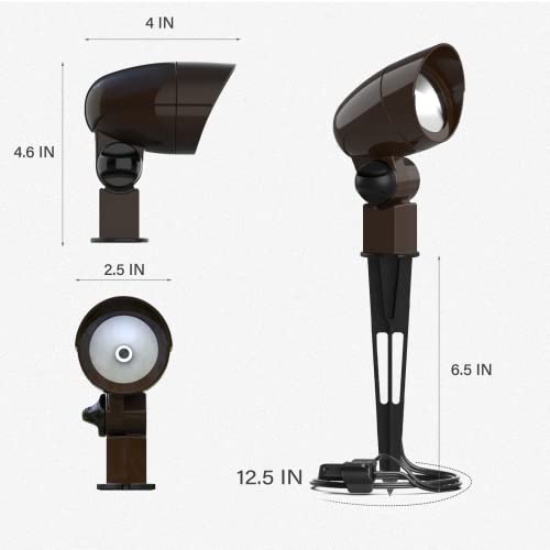 Goodsmann Low Voltage Landscape Lighting Floodlight & Spotlight 3W Led 3600K Warm White 12V Ac Outdoor Tree Lights Outside Hardwired Lighting Up Light With Metal Stake Cable Connectors #TOP6