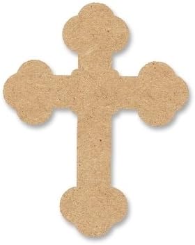 Cross Cutout Unfinished Wood Basic Shape Cut Out Home Decor Holiday Door Hanger MDF Shape Canvas Style 8 (24")