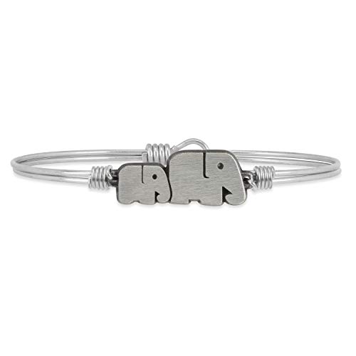 Luca + Danni | Mama Elephant Bangle Bracelet for Women - Silver Tone Regular Size Made in USA