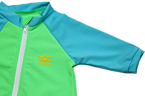 Nozone Tahiti Full Zip Sun Protective Baby Swimsuit in Lime/Aquatic, 6-12 Months - Thumbnail 2