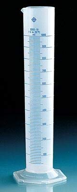 2L Graduated Cylinder; 2L Cylinder, Graduated, Class B, Polypropylene, Blue Scale