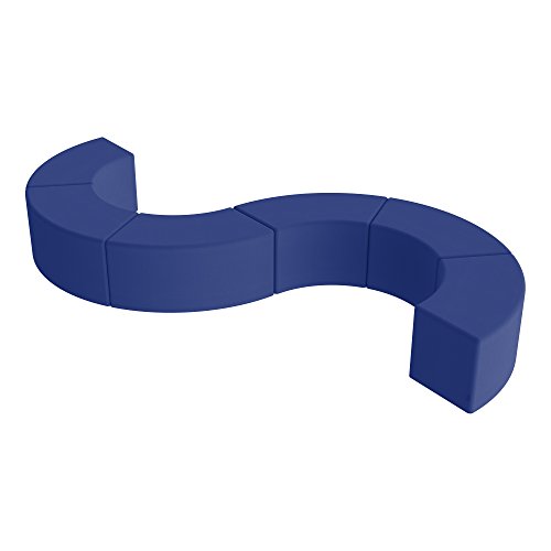 Image of Sprogs 18 inch H Structured S-Curve Stool -Flexible Modular Collaborative Soft Seating for Office, Home, Lounge and School Classrooms with Durable Frame -Blue
