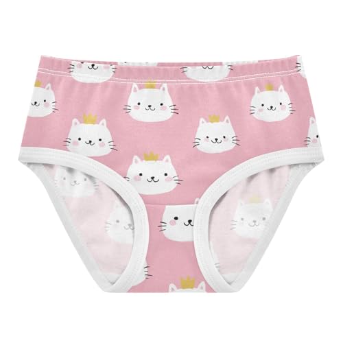 Wusikd Cute Cat Crown Girls' Underwear Cotton Pink Girls Briefs Soft Toddler Underwear 2T