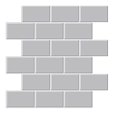 Tic Tac Tiles 10-Sheets Peel and Stick Tiles in Subway Designs (Thicker Subway Ash)