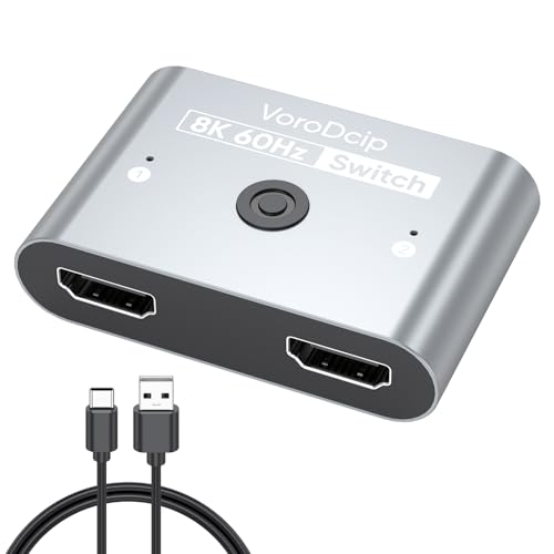 Image of HDMI 2.1 Switch, HDMI Splitter 2 in 1 Out 4K@120Hz 8K@60Hz Bi-Directional Switcher with USB-C Power and LED Indicator for PS5 Xbox Gaming Consoles Fire Stick Roku Laptop PC to Monitor TV Projector