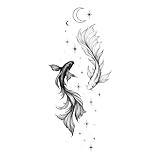 WEEKINK Koi Fish Pisces Semi-Permanent Tattoo – Long Lasting Waterproof Tattoo Sticker, Celestial Herbal Ink, Realistic Matte Finish, 7-14 Days, Ideal for Women’s Arm, Waist, Spine & Calf