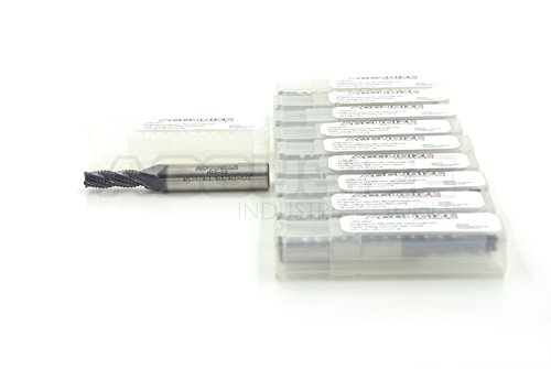 Image of Accusize Industrial Tools 1 /4 inch Fine Tooth M42 8% Cobalt Tialn Roughing End Mill, 3 /8 in Shk Dia, 3 /4 in Flute Length, 4 Flute, 1104-0014 | Fine Tooth, M42 8% Cobalt, TiAlN Coated, 2-1 /2 inch OAL, Single End, Center Cutting