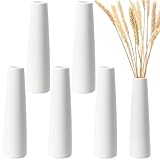 Ninehaoou 6 Pieces White Ceramic Vases for Home Decor 7.09 inch Tall Vases for Centerpieces Modern Floral for Wedding Party Event Home Office Decoration (Modern)