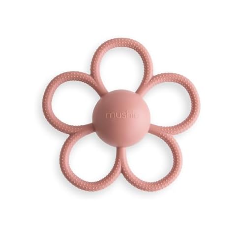 mushie Silicone Baby Daisy Rattle Teether Toy (Dusty Rose) Cover