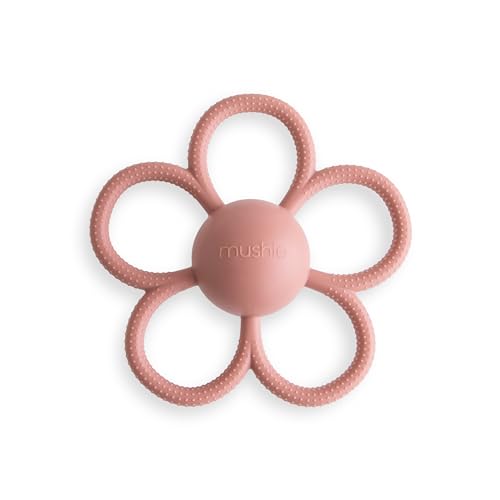 mushie Silicone Baby Daisy Rattle Teether Toy