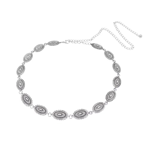 Western Metal Concho Belts for Women Cowgirl Vintage Waist Chain Belts for Dresses Jeans Country Concert Outfit3