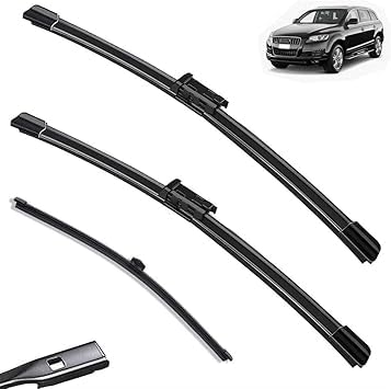 Front Rear Wiper Blades Set Kit for Audi Q7 2016-2021 Windscreen Windshield, All Weather Performance Wiper Blade Set Accessories