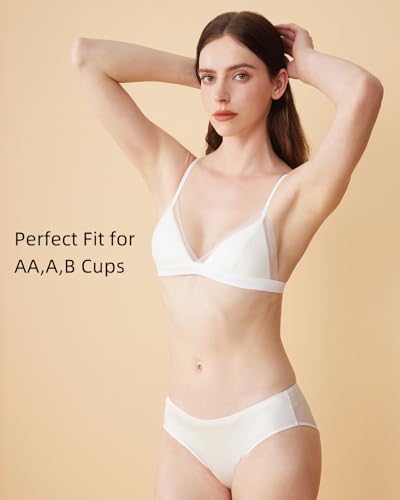 Silk Wireless Bra Lightly Padded Soft Cup Bralette for AAA/AA/A/B Cup 30-36 Band for Petite Women 16-402
