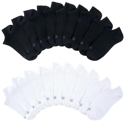 KBell Ladies' No Show Sock, 10-pair, Black/White, Size- 8-122