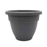 The HC Companies 6 Inch Caribbean Planter - Lightweight Indoor Outdoor Plastic Plant Pot for Herbs and Flowers, Warm Gray