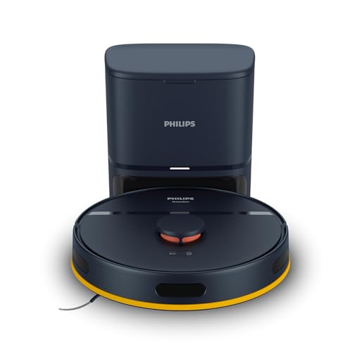 Philips HomeRun serie 2000: 2-in-1 Robot aspirapolvere e lavapavimenti con 2700Pa di aspirazione & 130min autonomia, navigazione laser, stazione auto-svuotamento, controllo app, Blu Notte (XU2100/10)