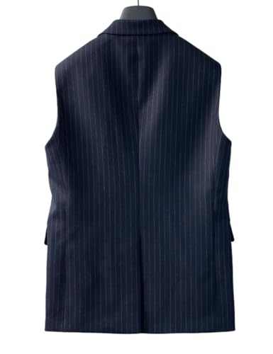 Men's PinStripe Vest Long with Big Pockets Collar Summer Striped Lightweight Vests Casual Business Formal3