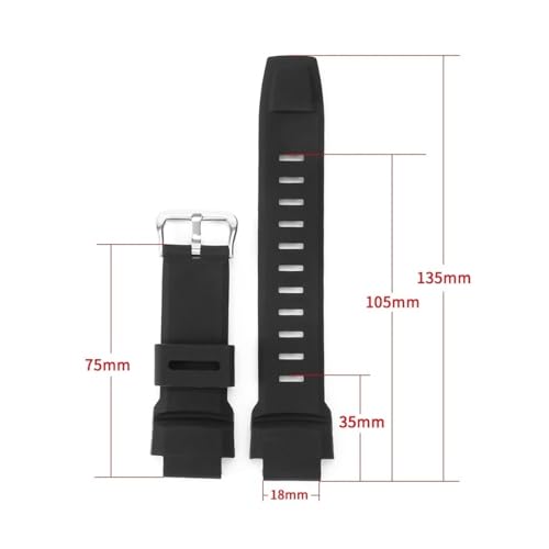 VDFNGFD Bracelet de montre en Gel silice for hommes, Compatible avec CASIO PROTREK PRG 250,260,270,550,500 PRW-3500,2500,5100, 18MM(Black-silver) – vue 3