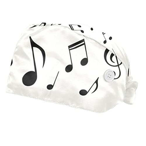 Chapeaux de travail motif notes de musique couvre-chef unisexe casquette tissu 2pcs