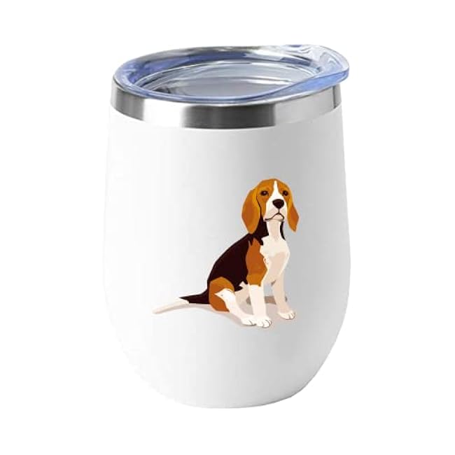 Beagle Dog Stainless Steel Coffee Mug with Lid Thermal Vacuum Tumbler, Novelty Christmas Birthday Gifts for Dad Mom Love Dog Men, Women, Friends Coworkers 12 Oz White