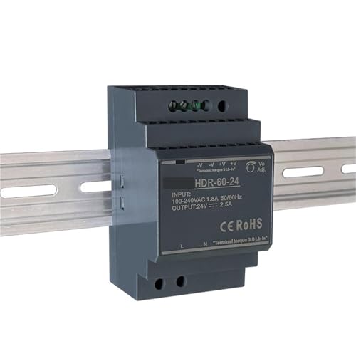 Transformador tipo riel DIN de 24V y 1.5A con diseño slim anticaídas de tensión 7