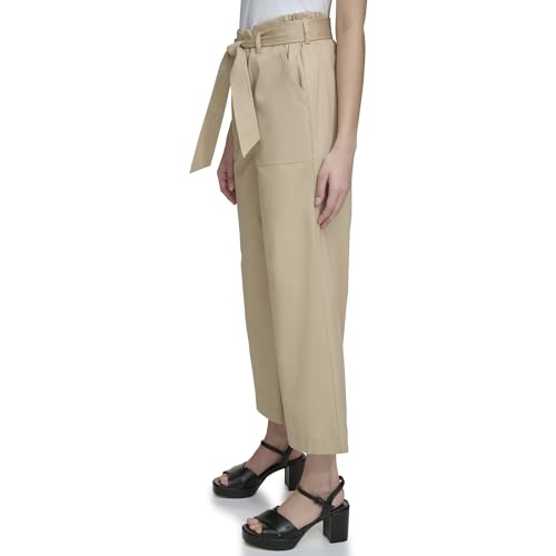 Calvin Klein Women's Woven Cropped Wide Leg Pant with Belt2