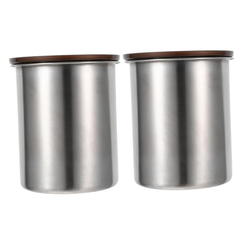 OUNONA 2 Piezas Lata De Cafe Recipientes Herméticos Para Almacenar Alimentos Tarros De Especias Con Etiqueta Recipiente Para Crema De Café Teteras Bote Rojo Silver Páginas