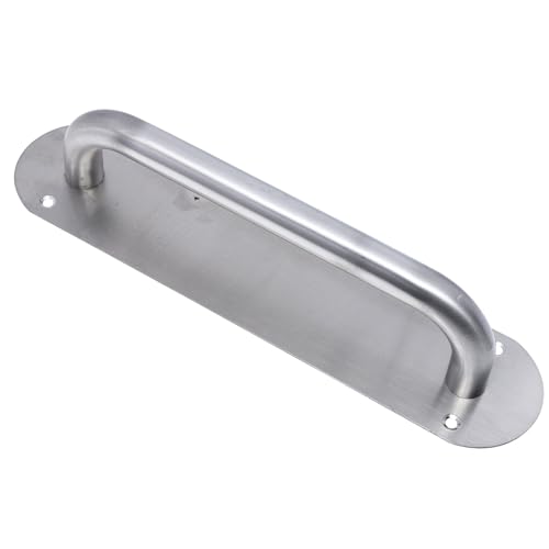 SECFOU Tirador de Puerta Ignífugo de Acero Inoxidable, Grande Redondo Placa de Tracción Cepillada para Puertas Cortafuegos Madera, Manija Resistente para Uso Industrial y Comercial